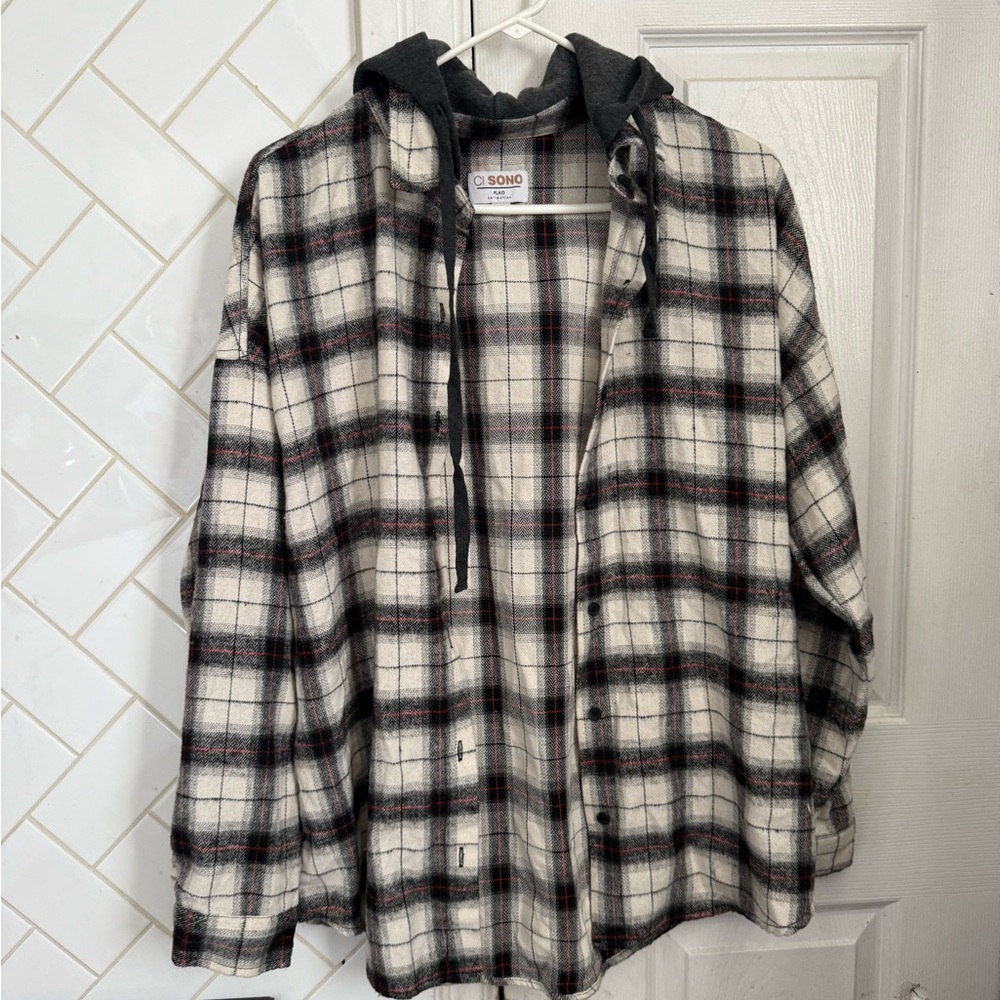 Ci Sono Checkered Hooded Shirt